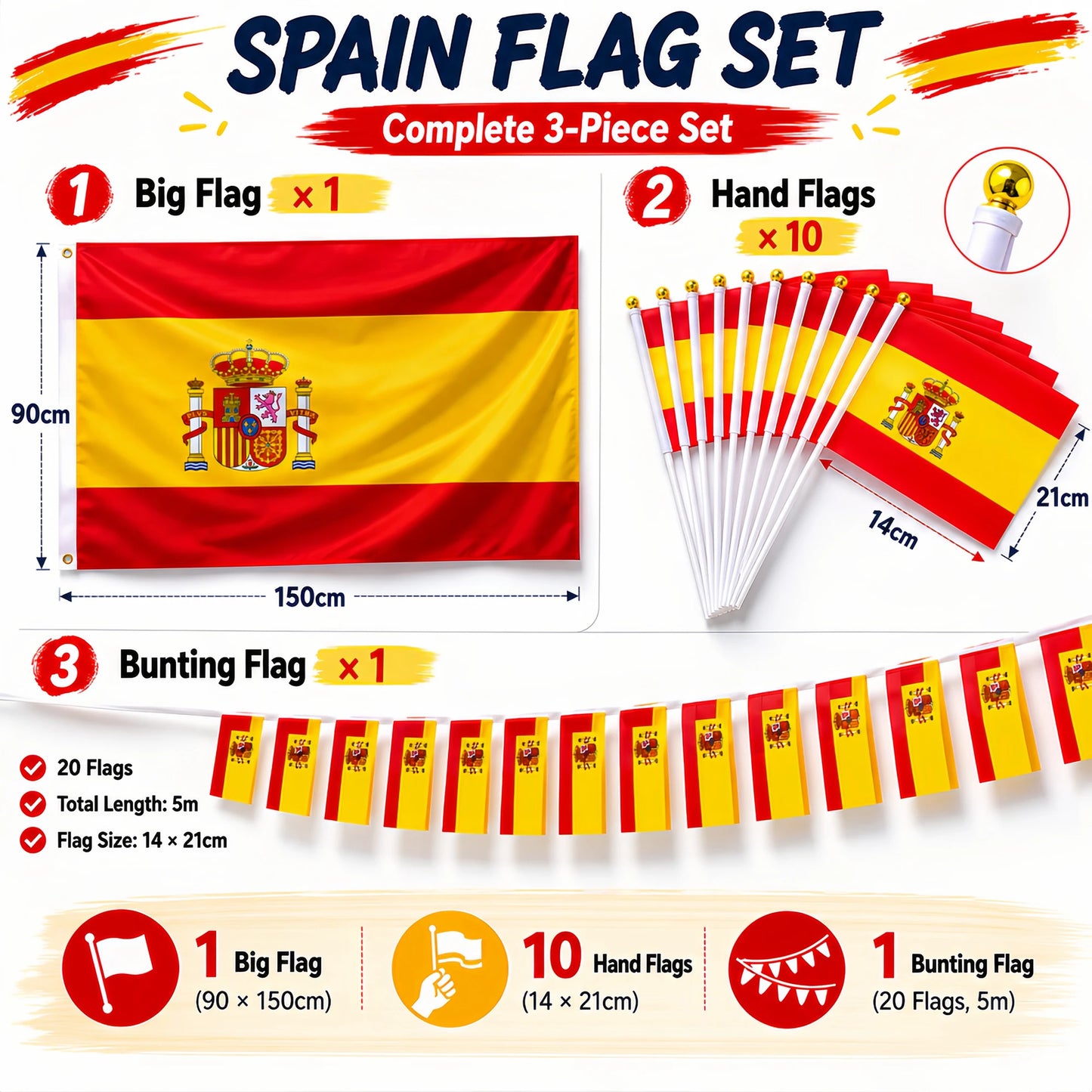 World Football 2026 Decorations Mexico Brazil Spain England Canada Franch Flag Bunting Balloons Handheld Flags Football Decor