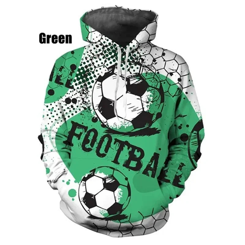 3D Print Soccer Graphic Hoodies For Men Football Sport Pullovers Sweatshirt Streetwear Casual Loose Oversized Gym Men Hoodie
