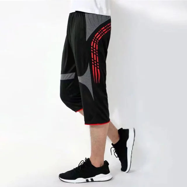 Men Jersey Breathable Football Soccer Training 3/4 Sport Pants Elasticity Legging Running Pants Athletic Jogging Gym Trousers