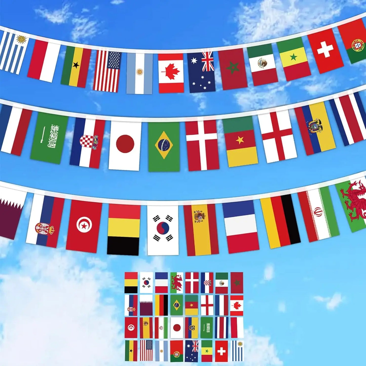 World String Flag 32 pcs Countries Bunting Football Soccer Match Banner For Bar Decoration