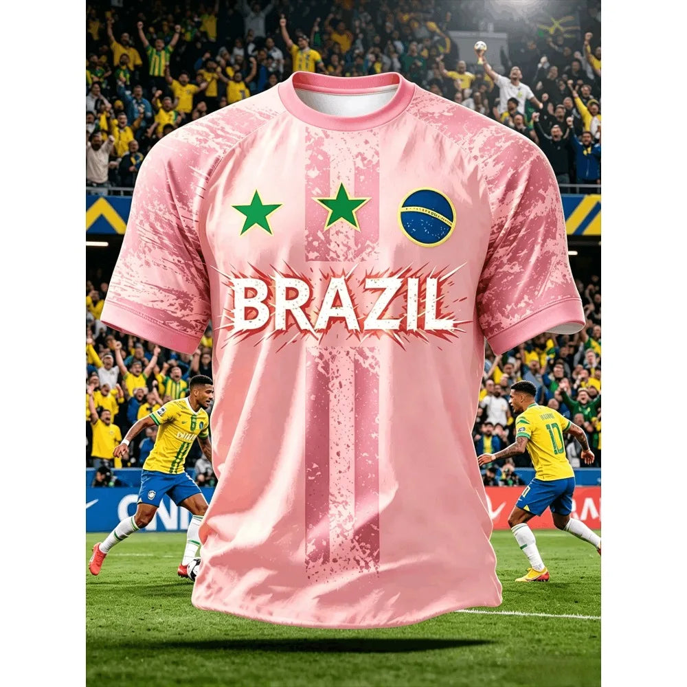 2026 Summer New Brazil Jerseys Men T-shirts Casual O-neck Sports Tshirts Man Clothing  Fashion Print Casual Women Short Sleeve
